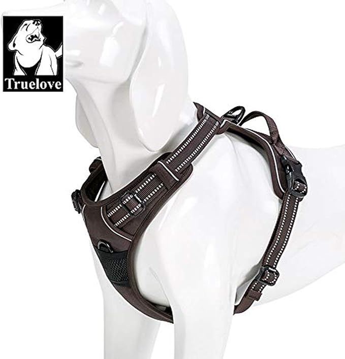TRUE LOVE Adjustable No-Pull Dog Harness Reflective Pup Vest Harnesses Comfortable Control Brilliant Colors Truelove TLH5651(Brown,XS)-Mewly Pet