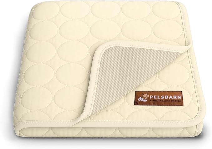 Dog Cooling Mat- Ice Silk Summer Comfort, Self Cooling, Non-Slip Dog Pad, Durable & Washable, Mat for Large Dogs 65x95 cm, Support Shelter Dogs with Every Purchase (Beige)-Mewly Pet