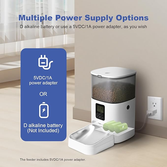 Automatic Cat Feeder, 4L Cat Food Dispenser with 10s Voice Recorder, Pet Feeder up to 8 Meals per Day, Timed Cat Feeder with Dry Food Sealed Ring (Jade White, 4L)-Mewly Pet