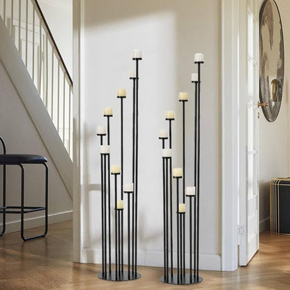Set of 10 Black Floor Candle Holders,9 Arm Candelabra for Home Decoration,Halloween Christmas Day, Weddings, Dinner Parties Formal Events(Candle Excluded)