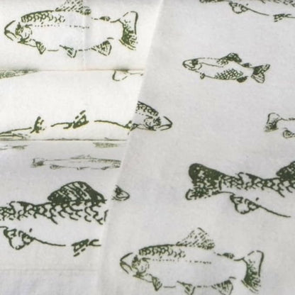 Eddie Bauer - Full Sheets, Cotton Flannel Bedding Set, Brushed For Extra Softness, Cozy Home Decor (School of Fish, Full)