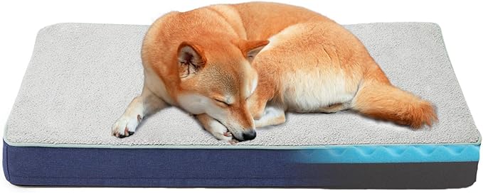 Orthopedic Memory Foam Dog Bed,Cooling Dog Beds for Large Dogs,Washable Pet Beds for Crate with Plush Cover, Waterproof Lining, L(35inch)-Mewly Pet