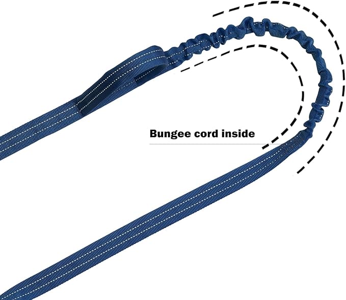 ICEFANG Tactical Dog Leash,K9 Training Walking Bungee Lead with 2 Control Handle,Heavy Duty Quick Release Metal Clasp,for Medium Large Breed (Reflective Blue, 6 FT)-Mewly Pet