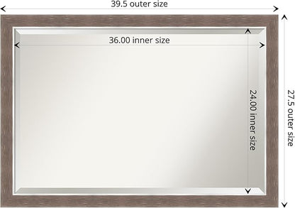 Amanti Art Brown Bathroom Mirror for Over Sink, 27x39 Noble Mocha Rectangle Vanity Mirror, Large Casual Frame, Hangs Horizonally and Vertically, Bathroom Wall Decor, Beveled Edge