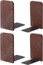 Muso Wood Book Ends for Shelves, Non-Slip Bookends, Heavy Duty Wooden Bookend Support for Books and Movies (Walnut 2 Pairs)