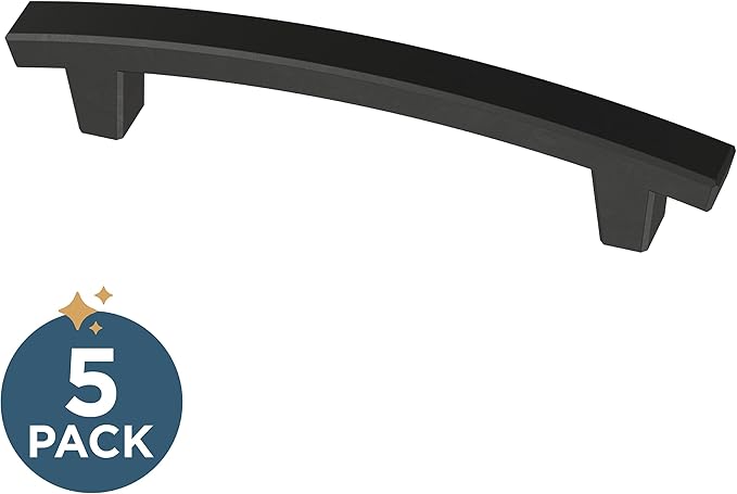 Franklin Brass (5-Pack) – Matte Black Cabinet Handles, 4 Inch Hole Center, Pulls for Drawers, Kitchen Cabinet Door, Dressers | Pierce
