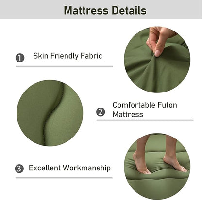 MAXYOYO Cot Japanese Floor Futon Mattress, Single Size Tatami Mat Sleeping Pad Foldable Roll Up Boys Girls Narrow Mattress Kids Lounger Pillow Bed