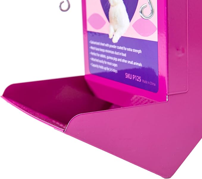 Metal Small Animal Feeder with Lid, Heavy Duty Feeder, Large Capacity Food Dispenser, Great for Rabbits, Guinea Pigs, Chinchillas and Other Small Animals. (4.6 inch, Purple)-Mewly Pet