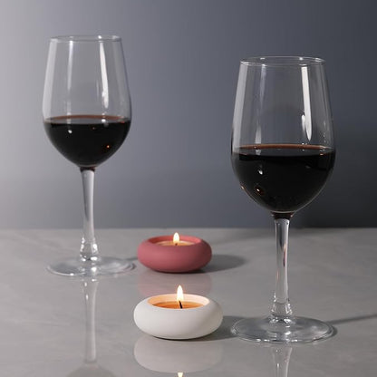 Handmade Decorative Pebble Tealight Candle Holders Set of 8 - Handcrafted Home Decor Accent for Calming Earthy Aesthetic White Cement Diameter 2.6 inches