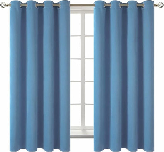 BGment Blackout Curtains for Bedroom - Grommet Thermal Insulated Room Darkening Curtains for Living Room, Set of 2 Panels (52 x 63 Inch, Faded Denim)
