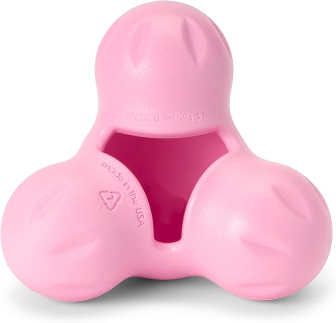 WEST PAW Zogoflex Tux Treat Dispensing Dog Chew Toy – Interactive Chewing Toy for Dogs – Dog Games for Aggressive Chewers, Fetch, Catch – Holds Kibble, Treats, Large 5", Bubblegum-Mewly Pet