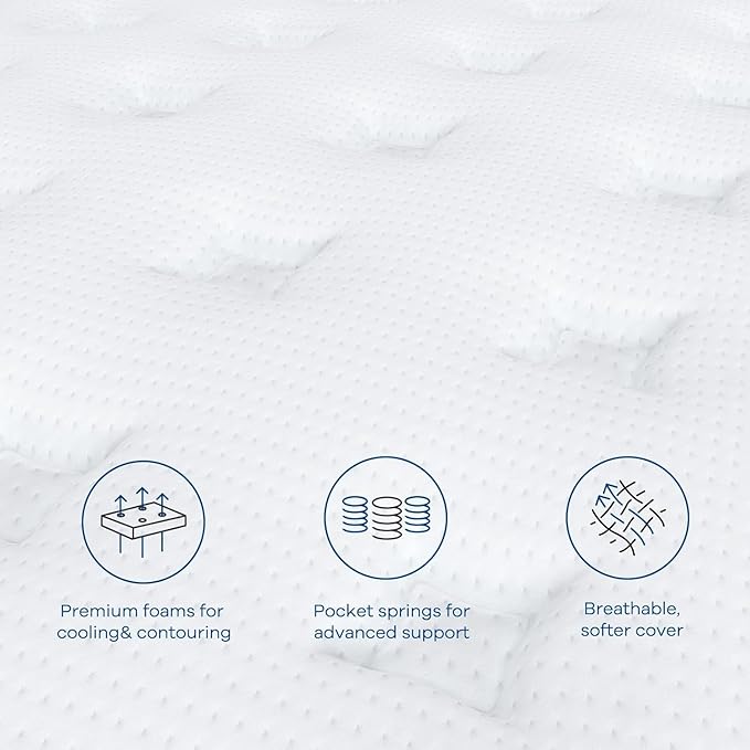 Coolvie Firm King Size Mattress 12 Inch for Adults, Hybrid King Mattress in a Box with Cooling Memory Foam, Pocket Spring for Motion Isolation, Extra Lumbar & Shoulder Support for Pain Relief, 80"x76"