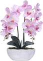 Large Artificial Potted Orchid Plant, Silk Flower Arrangement with Ceramics Vase, Pink Shades