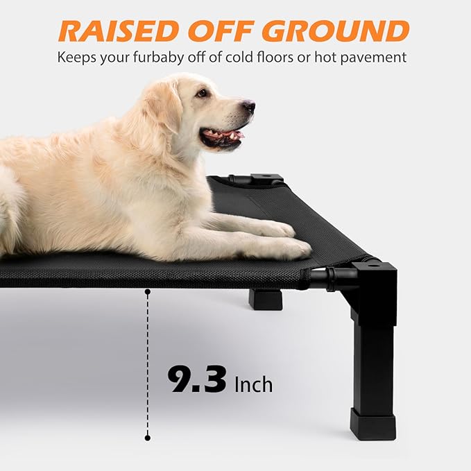 Heeyoo Elevated Dog Bed, Cooling Raised Pet Cot with Chew Proof Washable Breathable Mesh and Metal Frame, Portable Dog Cot Bed with No-Slip Feet for Outdoor or Indoor Use-Mewly Pet
