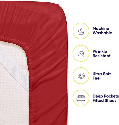 Twin Size Bed Sheets - 4 Piece 1500 Supreme Collection Fine Brushed Microfiber Deep Pocket Twin Sheet Set Bedding - 1 EXTRA PILLOW CASES, GREAT VALUE, Twin, Samba Red