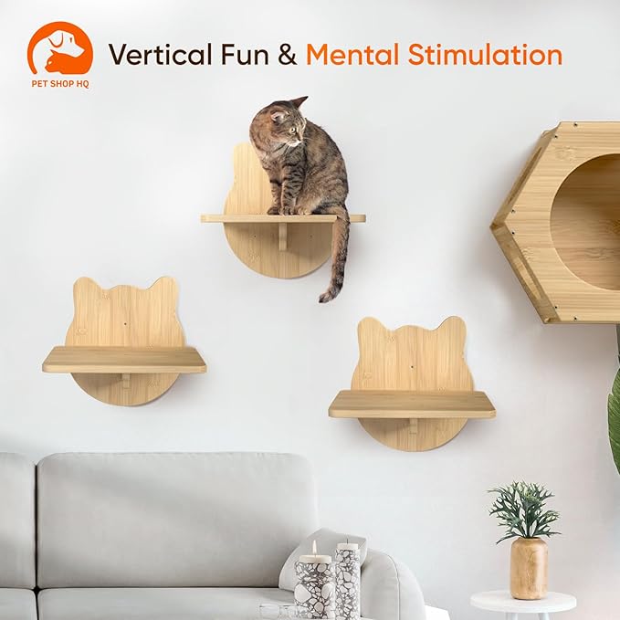 Wall-Mounted Cat Furniture for Climbing - Indoor Wooden Floating Shelves, Perches, Hammock, Bed, Bridges, Walkways - Different Models-Mewly Pet