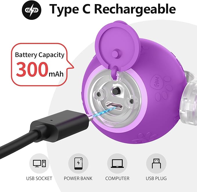 Interactive Cat Toys, Automatic Moving Cat Toys for Bored Indoor Adult Cats, Fast Rolling, Chirping & Motion-Activated Kitty Toys, Fun Gift for Cats with Speedy Tail 2.0, USB Rechargeable, Purple-Mewly Pet