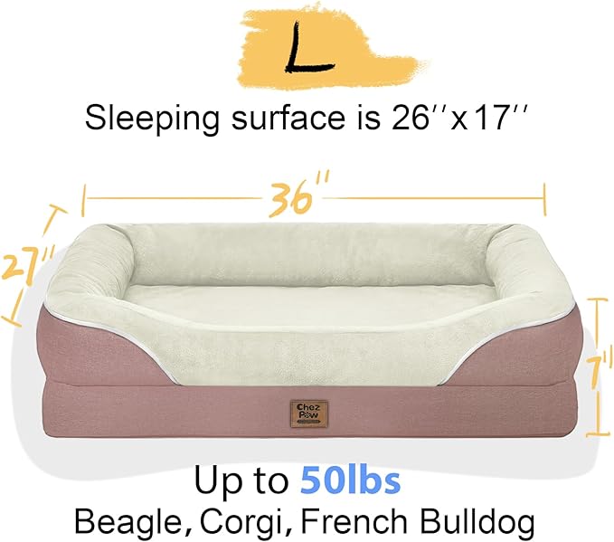 Orthopedic Foam Large Dog Bed XLarge Dog Beds with Removable Washable Cover Pet Bed with Bolster Waterproof Cover Extra Large Dogs Beds Big Size Pet-Mewly Pet