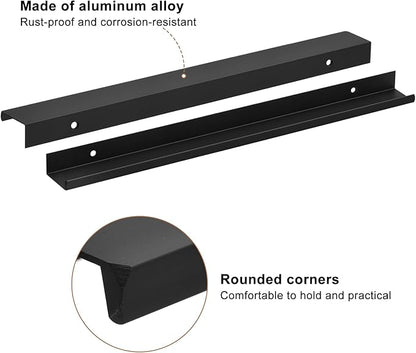 uxcell Cabinet Finger Edge Pull, 8pcs 300mm / 11.81" Aluminum Alloy Back Mount Hidden Cabinet Pulls Concealed Handle for Home Kitchen Drawer Cabinet, Black