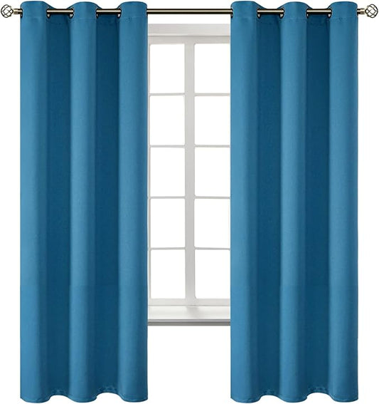 BGment Blackout Curtains - Grommet Thermal Insulated Room Darkening Bedroom and Living Room Curtains, Set of 2 Panels (42 x 63 Inch, Steel Blue)