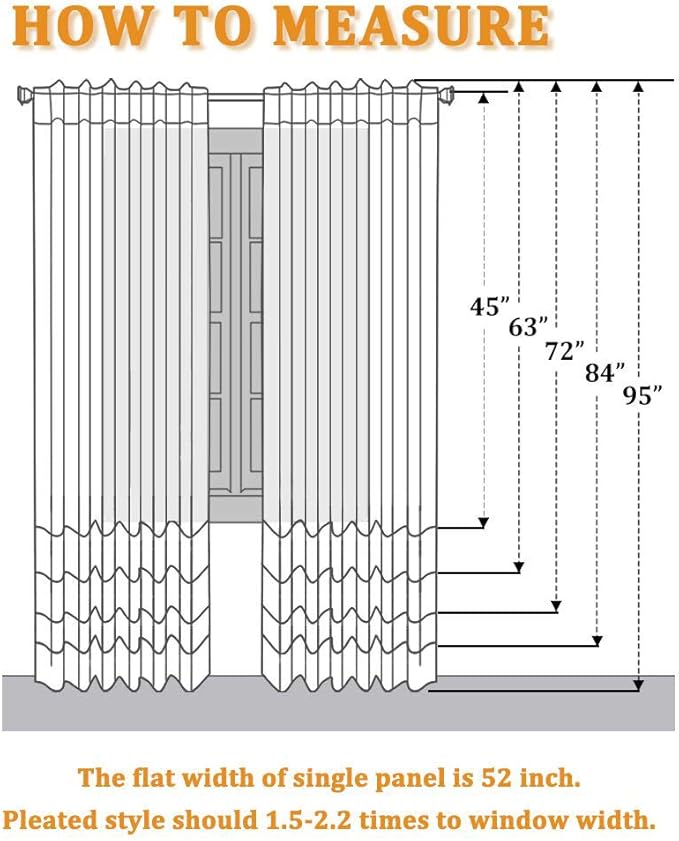 RYB HOME White Curtains & Drapes - Linen Textured Semi Sheer Curtains Privacy Panels for Living Room Bedroom Dining Patio Door Large Window Decor, W 70 x L 108, 2 Pcs