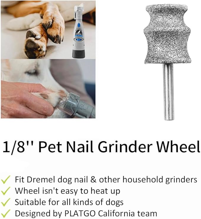 Diamond Dog Nail Grinder for Dremel, Diamond Nail Drill Bits for Dogs&Pets Nail Care, 1/8'' Nail Dremel Tool for Dogs, for Animals Nail Care & Home Grinder Tools-Mewly Pet