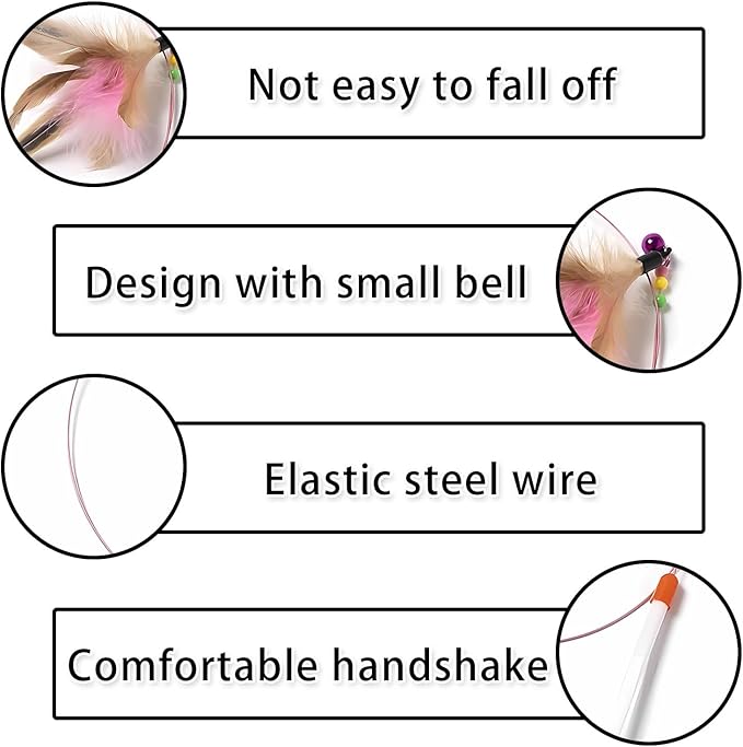 Cat Toys Interactive for Indoor Cats,2 PCS Cat Feather Toys and Wand Toys for Chase Exercise and Teaser Play with Kitten-Mewly Pet