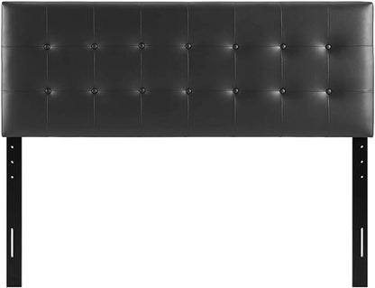 Modway Emily Tufted Button Faux Leather Upholstered Queen Headboard in Black