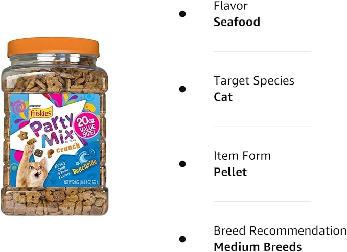 Purina Party Mix Crunch Beachside Cat Treats (1.25 Pound (Pack of 1), Beachside Crunch)-Mewly Pet
