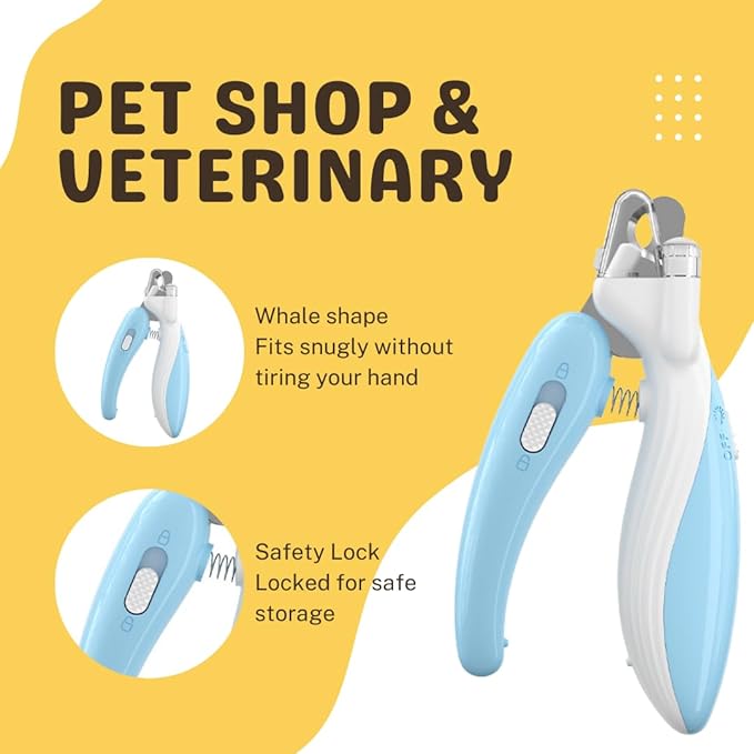 Cat Nail Clippers, Whale Shape Precision Trimming Tool, Ergonomic Non-Slip Handle, Safety Guard, Compact & Easy to Clean (Blue)-Mewly Pet