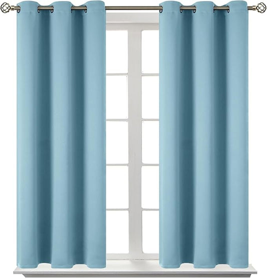 BGment Room Darkening Curtains 45 Inches Long - Grommet Thermal Insulated Drapes Window Treatment Curtains for Bedroom, 2 Panels, 38 x 45 Inch, Greyish Blue