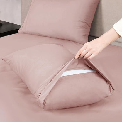 Mejoroom King Size Bed Sheet Set - Hotel Luxury 1800 Bedding Sheets & Pillowcases - 16" Deep Pocket Fitted Sheet, Soft, Breathable, Wrinkle & Fade Resistant - 4 Piece(King, Dusty Pink)