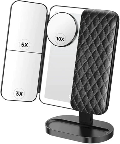 Glisera Smart Mirror, Trifold Led Makeup Mirror, Aristoparis Makeup Mirror, Glisera Makeup Mirrors, Glisera Smart Mirror with Lights,LED Trifold Vanity (Black)