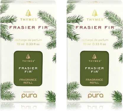 Thymes Pura Refills – 2 Pack of Oil Diffuser Scents – Long-Lasting Pura Diffuser Refills – Premium Home Fragrance – Notes Siberian Fir Needles, Cedarwood & Sandalwood (Frasier Fir, Pack of 2)