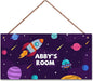 Personalized Sign Universe Rocket Sign Outer Space theme Art Décor For Kids Room Custom Name Door Wall Decor, Floral Nursery Art Girls Room Boys Bedroom