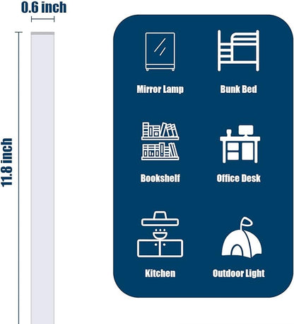 USB Powered Under Cabinet Lighting, 12" Tool-Free Mount Dimmable LED Strip for Pantry & Workspace