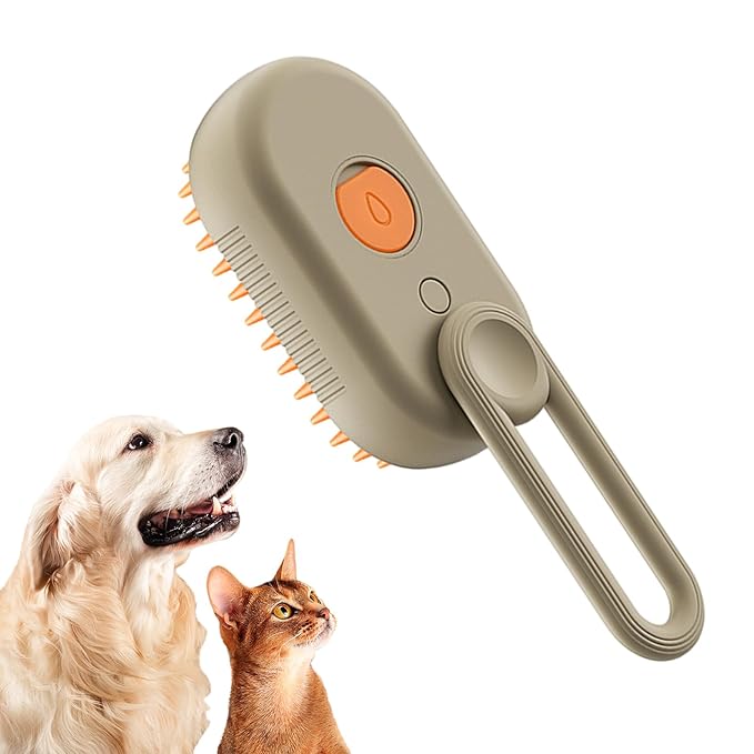 Steamy Pet Brush - Convenient Hair Removal, Easy Collection, Massage Function - Ideal Steam Brush for Cats! (Coffee)-Mewly Pet