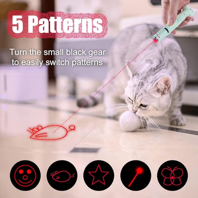 PARTSPOWER Laser Pointer Interative Cat Toy for Cats to Chase, Rechargeable Red Laser Light Pointer Exercises Training Tool for Kittens Cats Dogs (Purple)-Mewly Pet