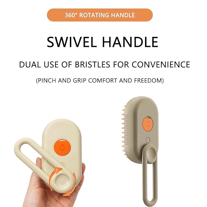 4 in 1 Cat Steam Brush,cat brushes for indoor cats,Rechargeable Steam Cat with Steam,Anti-Static Steam Pet Brushes for Dogs Cats(Khaki)-Mewly Pet