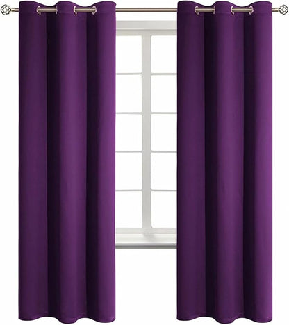 BGment Blackout Curtains - Grommet Thermal Insulated Room Darkening Bedroom and Living Room Curtain, Set of 2 Panels (42 x 72 Inch, Royal Purple)