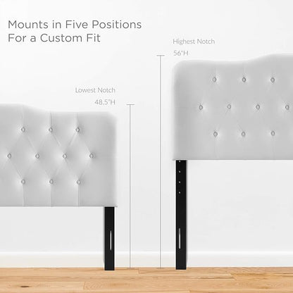 Modway Annabel Tufted Button Faux Leather Upholstered Full Headboard in White