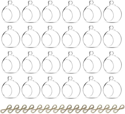 Sziqiqi Hanging Glass Globes Orbs Tea Light Candle Holders fillable with Trinkets for Wedding Ornaments, Wedding Birthday Christmas Party Centerpiece Accessory 2.36inch 20pcs +4 Extra
