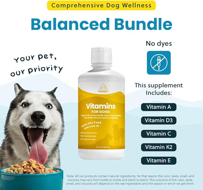 Liquid Multivitamin for Dogs with Probiotics, 8 in 1 Vitamins for Immune Support, Energy & Digestion, High Absorption Liquid Dog Supplement, Made in USA, 32 oz-Mewly Pet