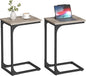 VASAGLE C-Shaped End Table Set of 2, Small Side Table for Couch, Sofa Table with Metal Frame for Living Room, Bedroom, Bedside, Greige and Black