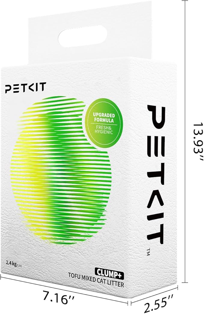 PETKIT Upgraded Clump+ Tofu Mixed Cat Litter, Water Flushable,Ultra Absorbent and Fast Drying, 100% Natural Ingredients Clumping Litter, Dust-Free Low Tracking Bentonite Litter (5.2lb×3bags)-Mewly Pet