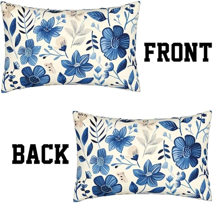 Throw Pillow Covers 12x20 Inch Pillow Covers Set of 2 Couch Pillows for Living Room, Blue Throw Pillows with Invisible Zipper, Soft Accent Pillows Decorative Pillows Farmhouse Decor, Scandinavian J334