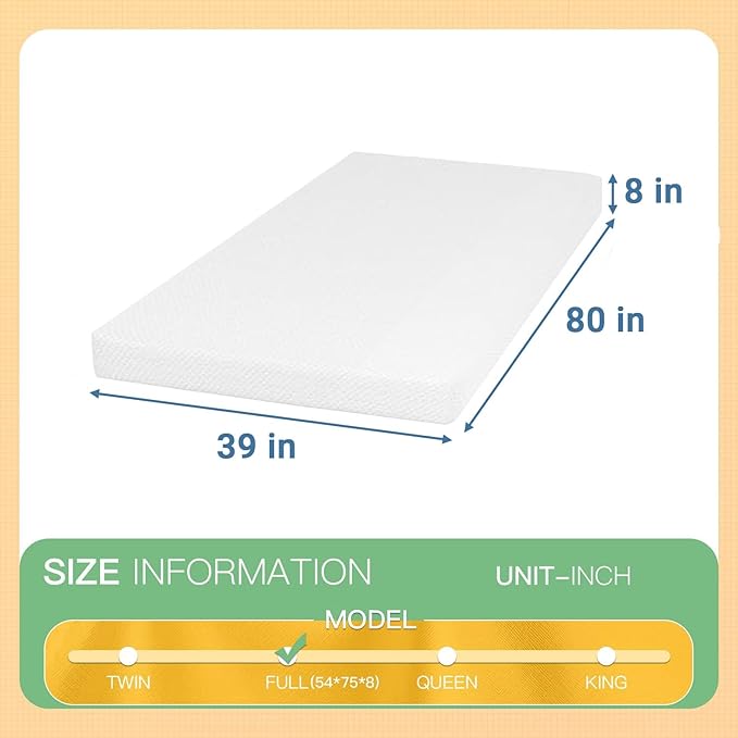 PayLessHere 8 Inch Twin XL Green Tea Memory Foam Mattress Cooling Gel Infused Mattress,Medium Firm Mattresses Fiberglass Free/CertiPUR-US Certified/Bed-in-a-Box/Pressure Relieving Twin XL Size,White