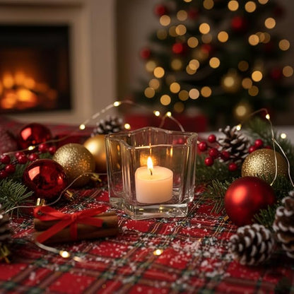 Letine 8pcs Clear Star Tea Light Candle Holders - Glass Votive Holders for Diwali, Wedding Centerpiece, Fall & Holiday Decor - Lucky Star Jar Starlight Vessels (2.44" H, 1.45" Base)