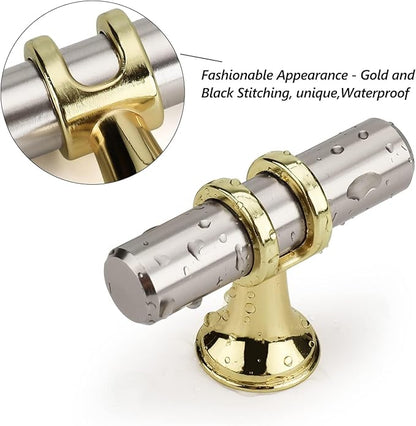 LONTAN 12 Pack Brushed Nickel Cabinet Knobs Silver Gold Drawer Knobs T Bar Kitchen Cabinet Hardware for Dresser Bathroom