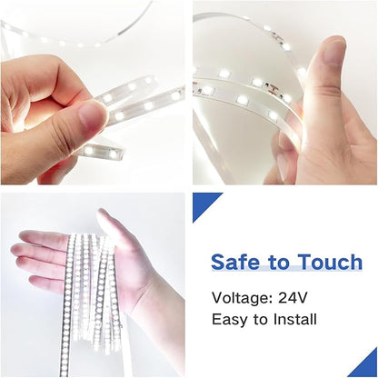 Small Led Light Strip, 12V Updated 24V Dimmable Cuttable LED Lights Strip, 32.8ft 600Leds, Super Bright LED Tape Lights for Living Room, Bedroom, Kitchen, Vanity Mirro,Flexible LED Light Strips